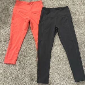 Zella leggings. Bright orange and grey. Size small. Price is for both